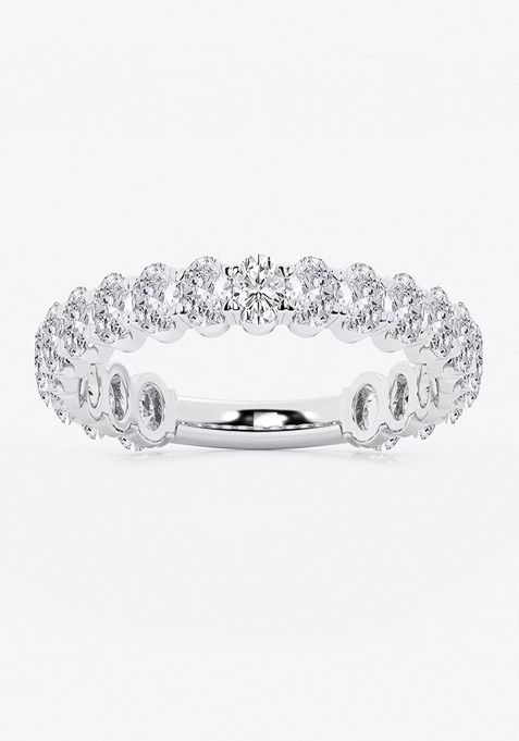 1 1/2 ctw Oval Lab Grown Diamond Three Quarter Eternity Wedding Band