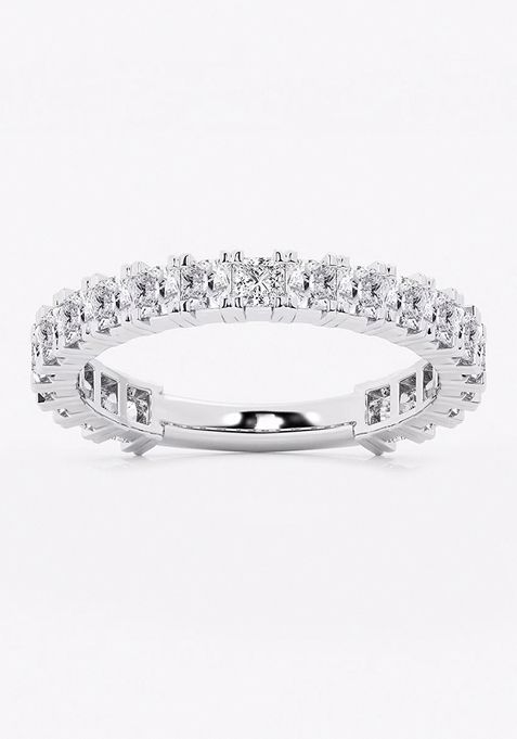 1 1/2 ctw Princess Lab Grown Diamond Three Quarter Eternity Wedding Band