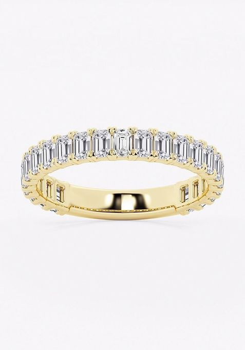 2 ctw Emerald Lab Grown Diamond Three Quarter Eternity Wedding Band