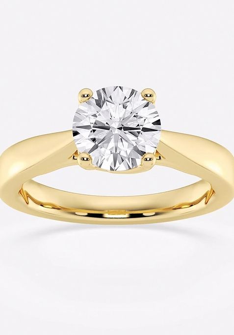 1 1/2 ctw Round Lab Grown Diamond Floral Solitaire Engagement Ring