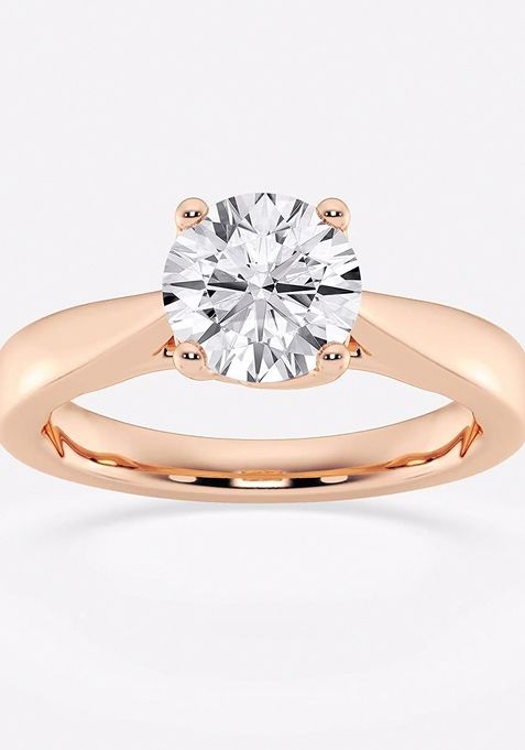 1 1/2 ctw Round Lab Grown Diamond Floral Solitaire Engagement Ring