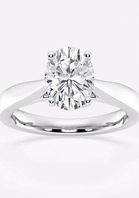 1 1/2 ctw Oval Lab Grown Diamond Floral Solitaire Engagement Ring