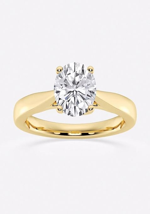 1 1/2 ctw Oval Lab Grown Diamond Floral Solitaire Engagement Ring