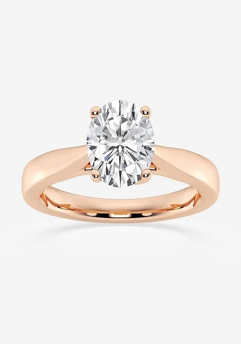 1 1/2 ctw Oval Lab Grown Diamond Floral Solitaire Engagement Ring