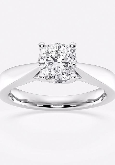 1 1/2 ctw Cushion Lab Grown Diamond Floral Solitaire Engagement Ring