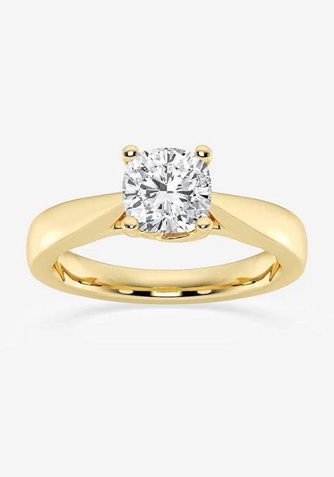 1 1/2 ctw Cushion Lab Grown Diamond Floral Solitaire Engagement Ring