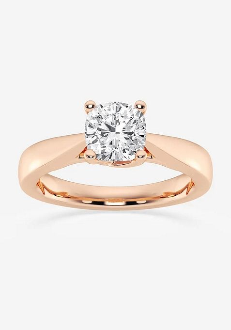 1 1/2 ctw Cushion Lab Grown Diamond Floral Solitaire Engagement Ring