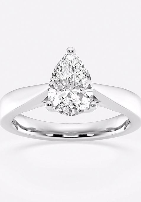 1 1/2 ctw Pear Lab Grown Diamond Floral Solitaire Engagement Ring