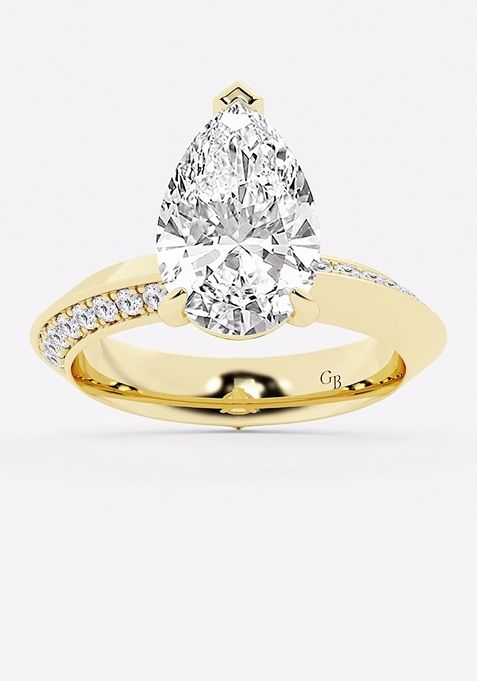 1 1/2 ctw Pear Lab Grown Diamond Floral Solitaire Engagement Ring