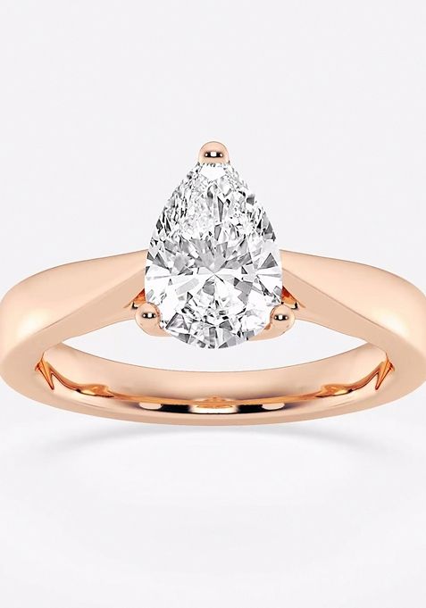 1 1/2 ctw Pear Lab Grown Diamond Floral Solitaire Engagement Ring