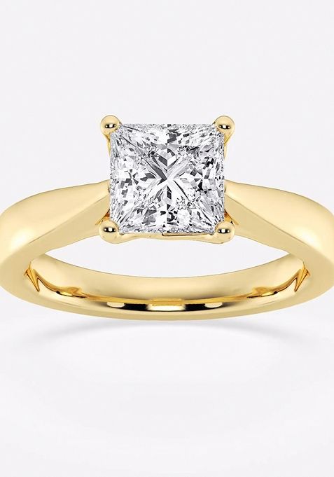 1 1/2 ctw Princess Lab Grown Diamond Floral Solitaire Engagement Ring