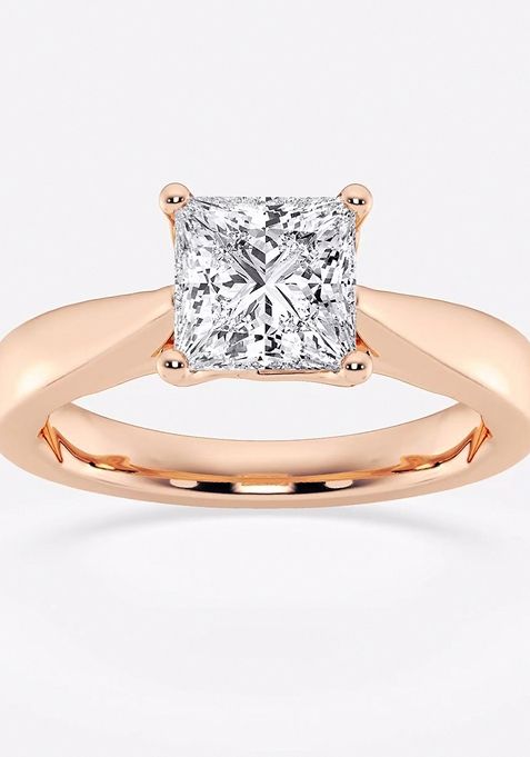 1 1/2 ctw Princess Lab Grown Diamond Floral Solitaire Engagement Ring