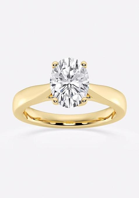 2 ctw Oval Lab Grown Diamond Floral Solitaire Engagement Ring