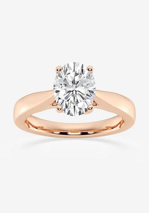 2 ctw Oval Lab Grown Diamond Floral Solitaire Engagement Ring