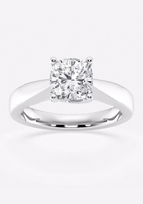 2 ctw Cushion Lab Grown Diamond Floral Solitaire Engagement Ring