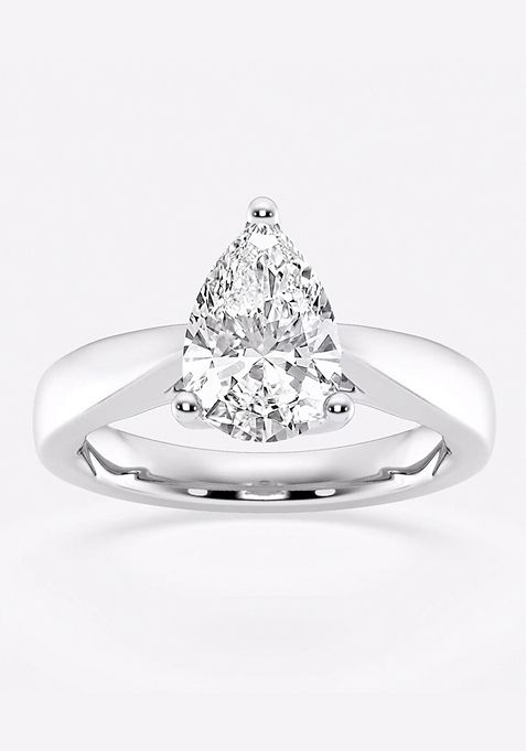 2 ctw Pear Lab Grown Diamond Floral Solitaire Engagement Ring