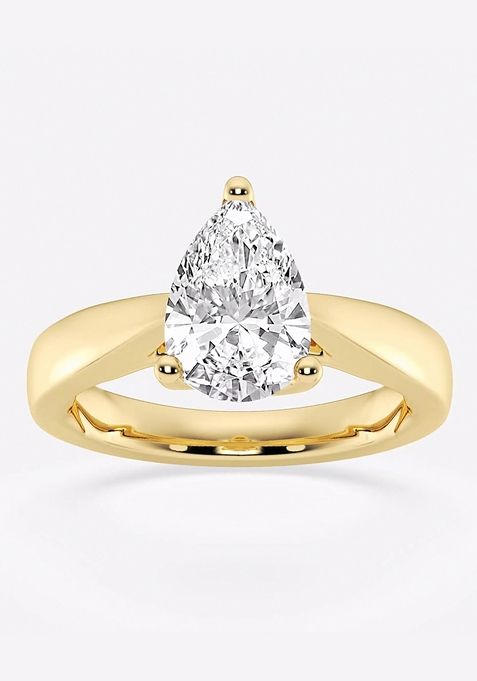 2 ctw Pear Lab Grown Diamond Floral Solitaire Engagement Ring