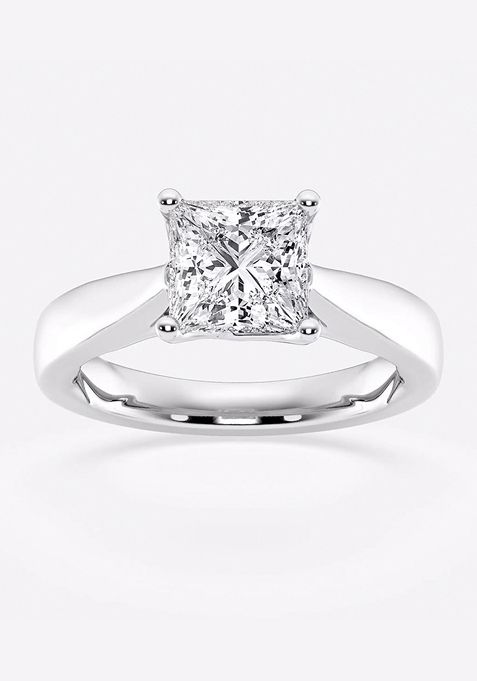 2 ctw Princess Lab Grown Diamond Floral Solitaire Engagement Ring