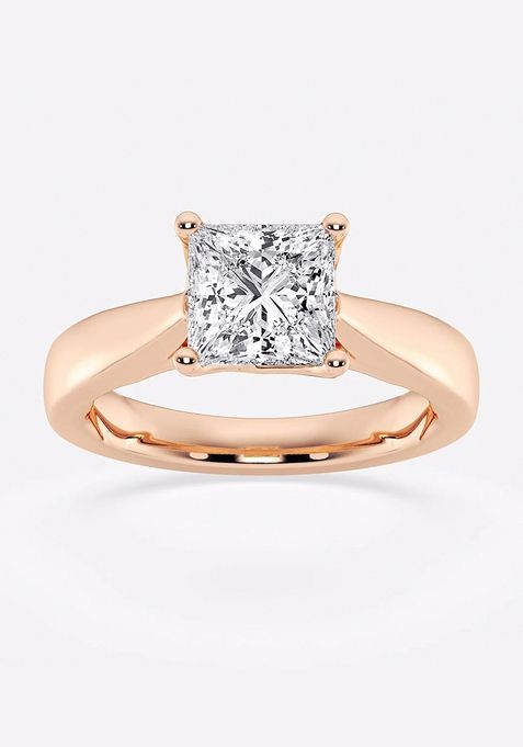 2 ctw Princess Lab Grown Diamond Floral Solitaire Engagement Ring