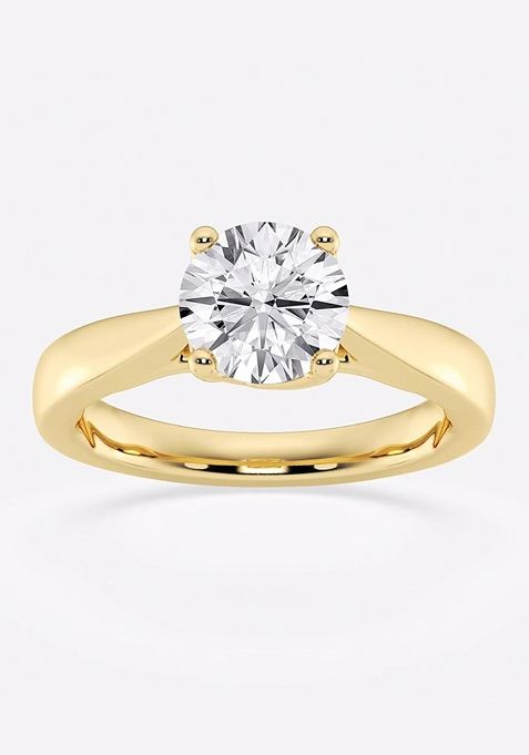 1 1/2 ctw Round Lab Grown Diamond Floral Solitaire Engagement Ring