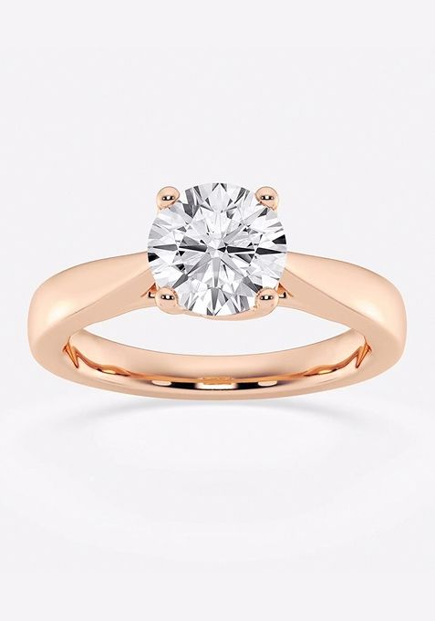 1 1/2 ctw Round Lab Grown Diamond Floral Solitaire Engagement Ring