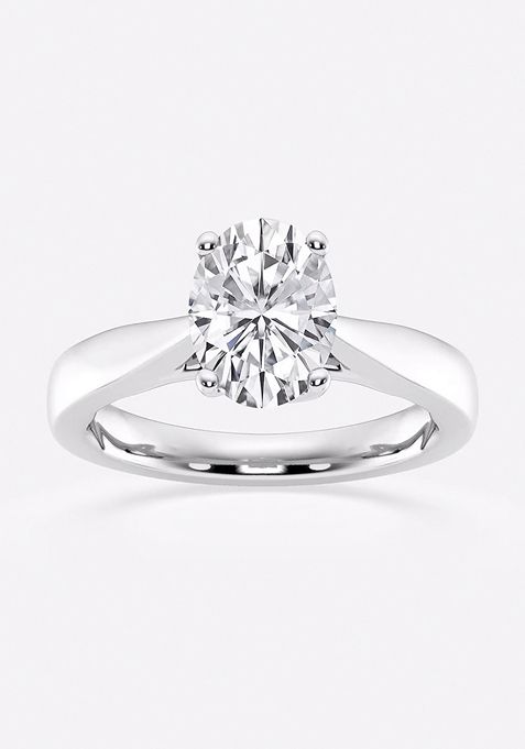 1 1/2 ctw Oval Lab Grown Diamond Floral Solitaire Engagement Ring