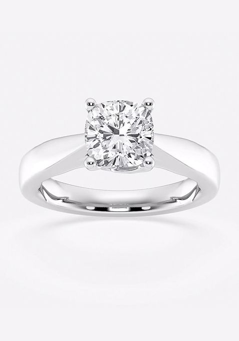 1 1/2 ctw Cushion Lab Grown Diamond Floral Solitaire Engagement Ring