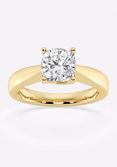 1 1/2 ctw Cushion Lab Grown Diamond Floral Solitaire Engagement Ring