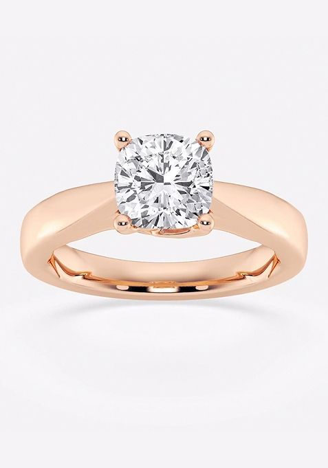 1 1/2 ctw Cushion Lab Grown Diamond Floral Solitaire Engagement Ring