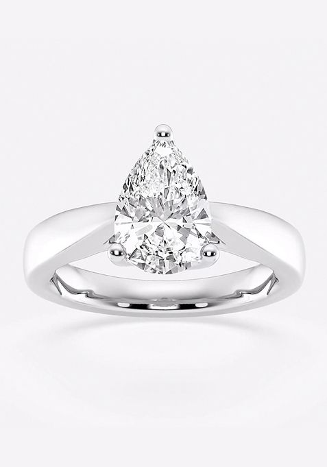 1 1/2 ctw Pear Lab Grown Diamond Floral Solitaire Engagement Ring