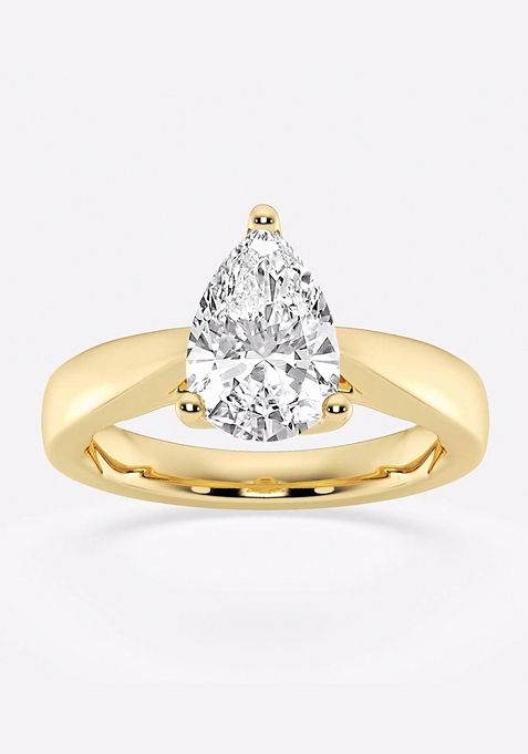 1 1/2 ctw Pear Lab Grown Diamond Floral Solitaire Engagement Ring