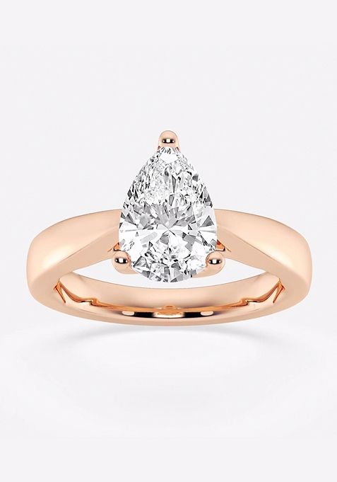 1 1/2 ctw Pear Lab Grown Diamond Floral Solitaire Engagement Ring