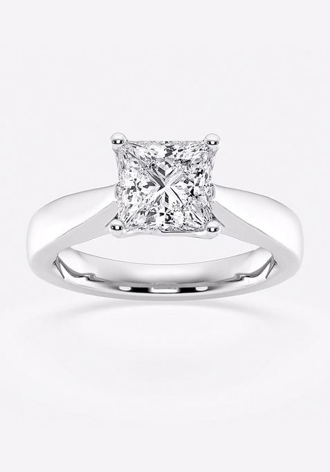 1 1/2 ctw Princess Lab Grown Diamond Floral Solitaire Engagement Ring