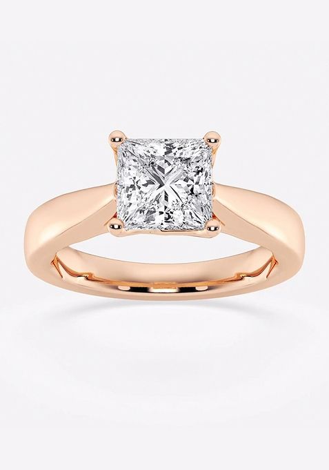 1 1/2 ctw Princess Lab Grown Diamond Floral Solitaire Engagement Ring