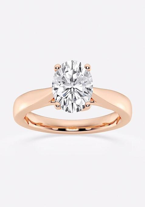 2 ctw Oval Lab Grown Diamond Floral Solitaire Engagement Ring