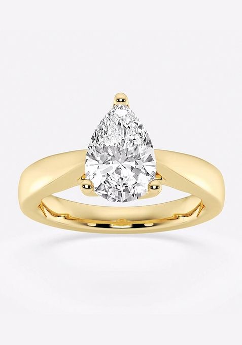 2 ctw Pear Lab Grown Diamond Floral Solitaire Engagement Ring