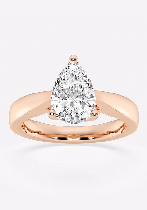 2 ctw Pear Lab Grown Diamond Floral Solitaire Engagement Ring