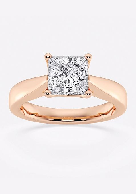 2 ctw Princess Lab Grown Diamond Floral Solitaire Engagement Ring