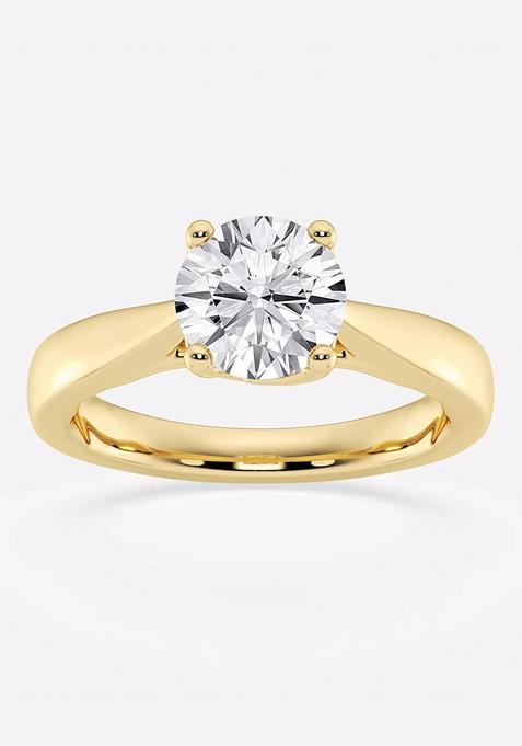 1 1/2 ctw Round Lab Grown Diamond Floral Solitaire Engagement Ring