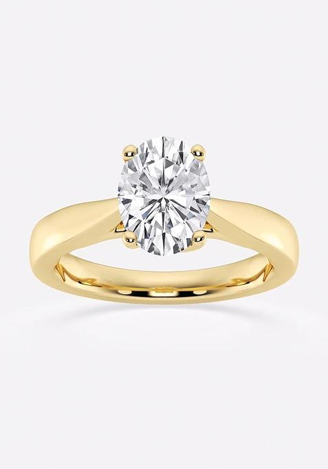 1 1/2 ctw Oval Lab Grown Diamond Floral Solitaire Engagement Ring
