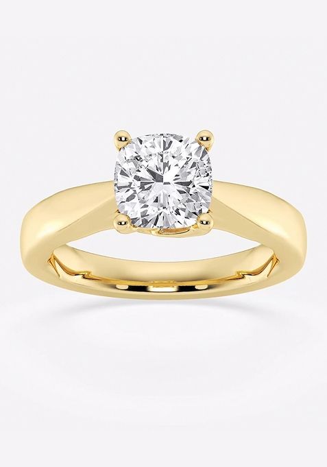 1 1/2 ctw Cushion Lab Grown Diamond Floral Solitaire Engagement Ring