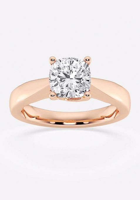 1 1/2 ctw Cushion Lab Grown Diamond Floral Solitaire Engagement Ring