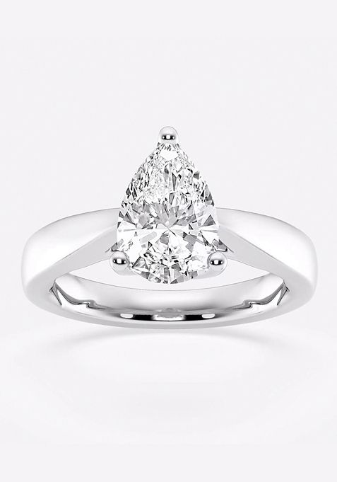 1 1/2 ctw Pear Lab Grown Diamond Floral Solitaire Engagement Ring