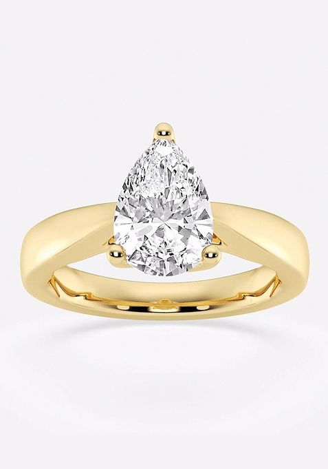 1 1/2 ctw Pear Lab Grown Diamond Floral Solitaire Engagement Ring