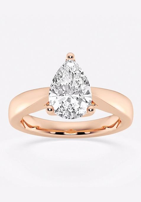 1 1/2 ctw Pear Lab Grown Diamond Floral Solitaire Engagement Ring