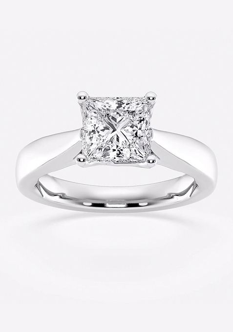 1 1/2 ctw Princess Lab Grown Diamond Floral Solitaire Engagement Ring