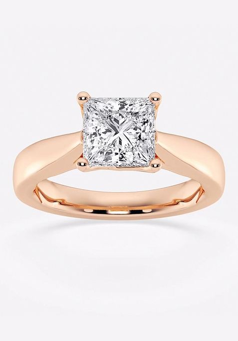 1 1/2 ctw Princess Lab Grown Diamond Floral Solitaire Engagement Ring