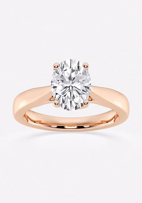 2 ctw Oval Lab Grown Diamond Floral Solitaire Engagement Ring