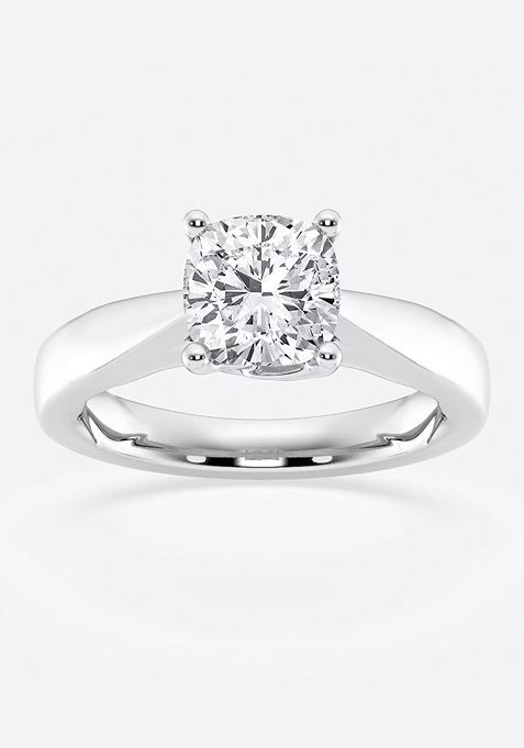 2 ctw Cushion Lab Grown Diamond Floral Solitaire Engagement Ring