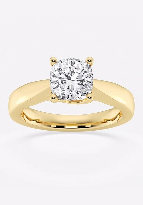 2 ctw Cushion Lab Grown Diamond Floral Solitaire Engagement Ring